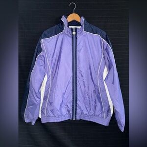 Carolina Colours Purple & White Nylon Track Jacket XL Womens Vintage Zip 90s Y2K